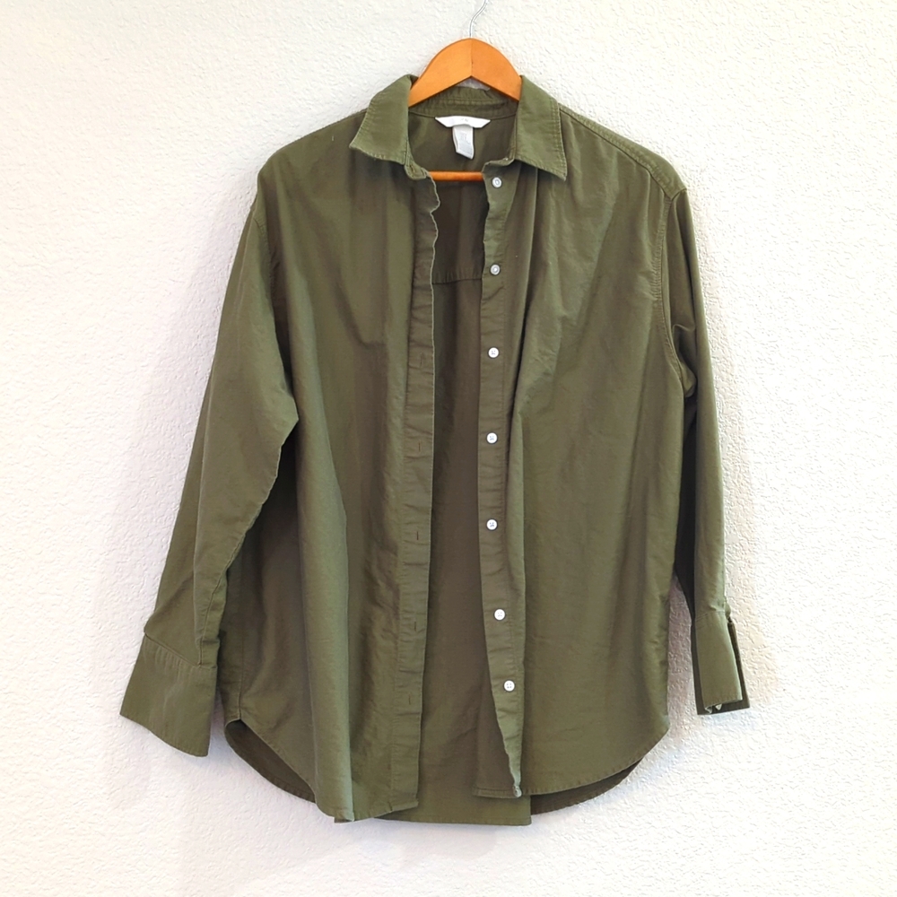 Long sleeve green button down